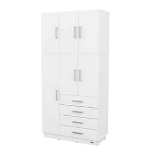 Placard Ropero 6 Puertas 4 Cajones Con Baulera Dakar Blanco Mosconi