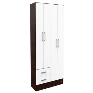 Placard Ropero 4 Puertas Melamina Dakar Wengue Con Frente Blanco Mosconi