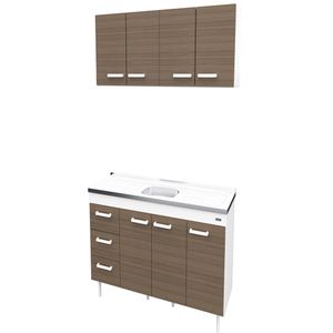 Combo Bajo mesada con Alacena 1.60 mts Express Blanco-Frente Carvalho Mezzo - Mosconi