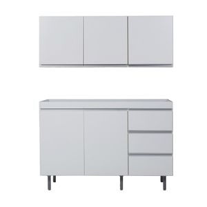 COMBO BAJOMESADA Y ALACENA ARCO 120 CM MELAMINA BLANCO