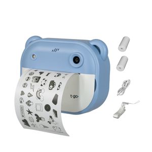 Cámara Compacta Infantil 1080p Con Mini Impresora Térmica Color Celeste + rollos de impresion