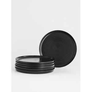 Plato Playo Porcelana Fushion Negro 25 cm 6 Piezas