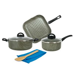 Bateria Antiadherente 7 piezas 1,8 MM Aston Terra Bifera Cacerola Olla