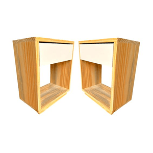 Mesa De Luz 1 Cajón Madera De Pino Y Melamina X2 Unidades