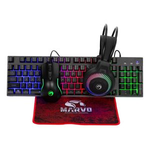 Combo Gamer 4 En 1 Marvo Cm416 Auricular Teclado Mouse Pad