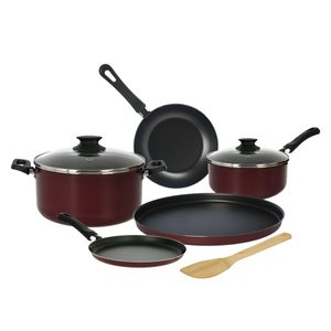 Bateria Cocina Antiadherente 8 pzas Aston Bordo Olla Sarten Pizzera Utensilio