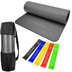 Colchoneta Yoga Mat Gris NBR + Kit de Bandas de Resistencia Gadnic