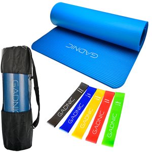 Colchoneta Yoga Mat Azul NBR + Kit de Bandas de Resistencia Gadnic