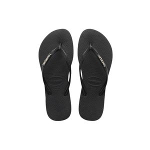 Ojotas Havaianas Slim Logo Mujer Moda Negro