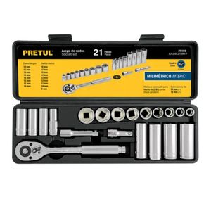 Juego De Llaves Petrul Set 21 Tubos Para Mecanico + Estuche