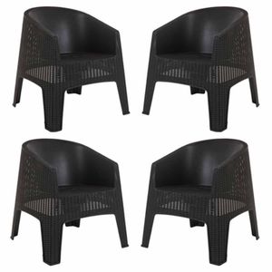 Combo x 4 Sillones Pvc Simil Ratan Oasis Grafito