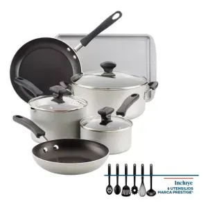 Batería De Cocina Farberware 22304 15 Piezas Antiadhere Gris