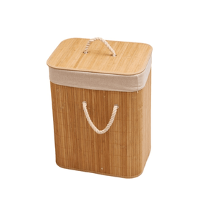 Cesto Canasto Rectangular Ropa lavadero/baño Bambu Deco tapa y manijas
