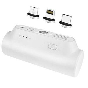 Cargador Portátil Blanco Gadnic Mini power Bank USB C Lightning 5000mah