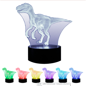 Lampara Nocturna Gadnic Dinosaurio 3D 16 Tonos