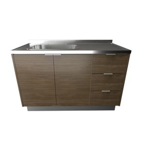 Bajo Mesada 1.20 Mts 2 Puertas 3 Cajones Linea Elle Tables Cod: 82101 Nogal-Gris