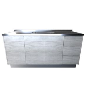 Bajo Mesada 1.60 Mts 3 Puertas 3 Cajones Linea Elle Tables Cod: 82103 Nevado-Gris