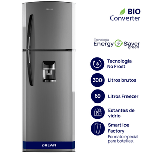 HELADERA NO FROST DREAN 300L ACERO INOX C-DISPENSER RDA300FBRT