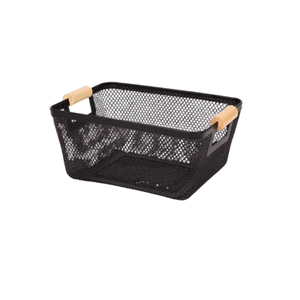 Organizador Canasto Cesto Alacena Cocina Metal Madera 35x22