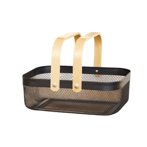 Organizador Canasto Cesto Alacena Cocina Metal Madera 34x24