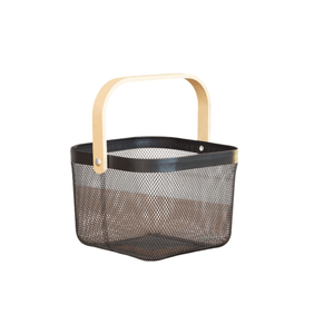 Organizador Canasto Cuadrado Cesto Alacena Cocina Metal Madera 24X18