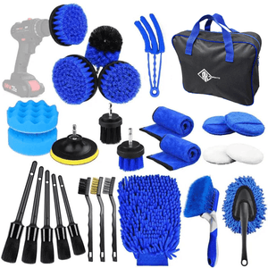 Kit Limpieza Detail Vehicular 24pcs Microfibras Paños Pincel
