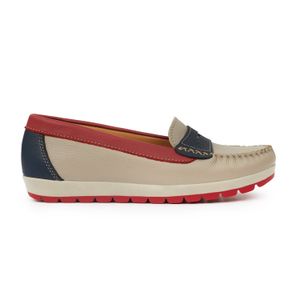 MOCASÍN PAMPA BEIGE, ROJO AZUL