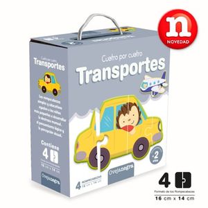 Juego Rompecabezas Infantil Cuatro x cuatro TRANSPORTES (Romp. - 4 pares) - Juguete