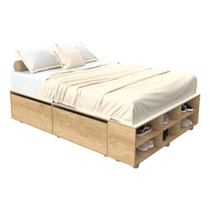 Cama Box  P/ Sommier De 2 Plazas Con 4 Ptas + Zapatero