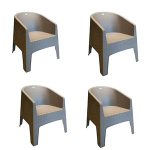 Combo x 4 Sillones Pvc Simil Ratan Oasis Capuchino