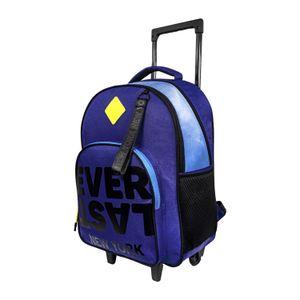 Mochila Escola Carrito Con Ruedas Everlast Niña Nena Nene Niño Con Llavero 27694 Azul