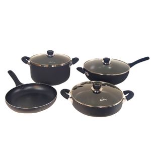 SET HUDSON 7 PIEZAS ANTIADHERENTE TEFLON NEGRO