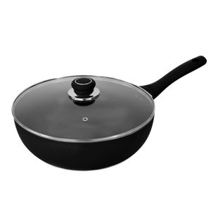 WOK 28 CM ANTIADHERENTE NEGRO CON MANGO -  HUDSON
