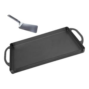 Plancha Bifera 2 Hornallas Chapa Acero 46 X 25 Cm Espatula