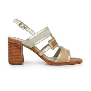 SANDALIA NIME PLATINO ZUECO VESTIR CUERO ELEGANTE