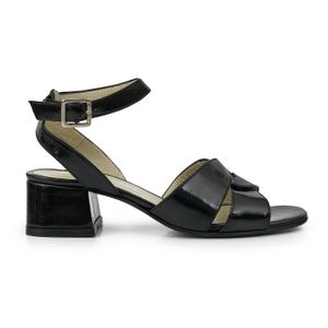 SANDALIA ODELA NEGRA CUERO ELEGANTE MUJER CHINELAS