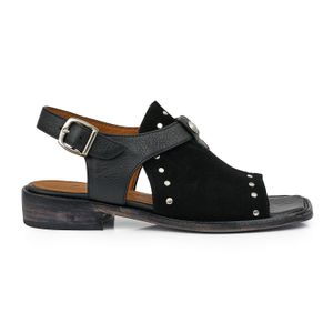 SANDALIA PINAL NEGRA CHINELAS CUERO ZAPATOS MUJER