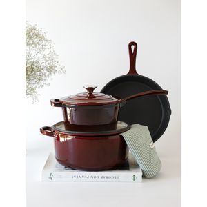 Batería de Cocina Hierro Enlozado Feuer Bordo 3 Piezas