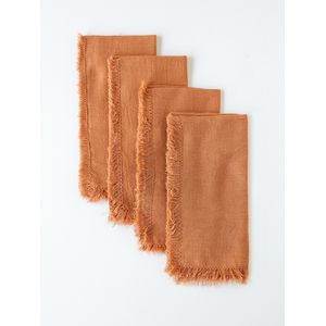 Servilletas tusor lisas con flecos o costura 40 x 40 cm. Canela
