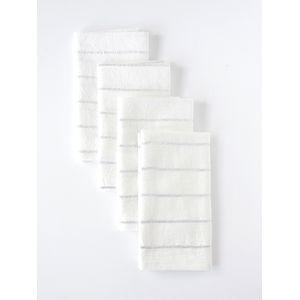 Servilletas rayadas tusor x4 40 x 40 cm. Plata