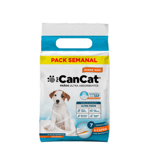 Paños Sanitarios Super Absorbentes Para Perros 60 X 60 Cm Cancat Pack X 7