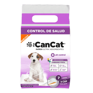 Paños Sanitarios Super Absorbentes Para Perros PH Control 60 X 60 Cm Cancat Pack X 7
