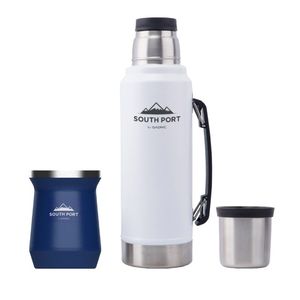 Kit de Termo Blanco y Mate Azul South Port 1L Acero Inoxidable