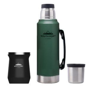 Kit de Termo Verde y Mate Negro South Port 1L Acero Inoxidable