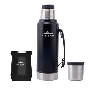 Kit de Termo Negro y Mate Negro South Port 1L Acero Inoxidable