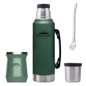 Kit de Termo Verde de 1L, Mate Verde Y Bombilla South Port Acero Inoxidable