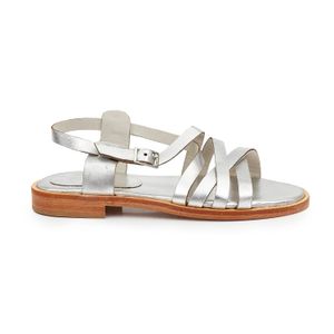 SANDALIA ANGUL PLATA CUERO VESTIR MUJER CHINELA