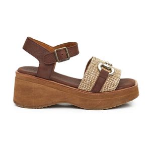SANDALIA KUDA CHOCOLATE CUERO CHINELA MUJER PLATAFORMA