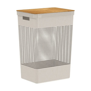 CESTA DE ROPAS GRID CON TAPA DE BAMBÚ 49 L OU (CG455BGF)