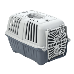 Transportadora Canil Para Perro O Gato Chico Mps Pratiko Puerta De Plastico 48 X 33 X 31,5 Cm Hasta 4,5 Kg Color Azul Marino